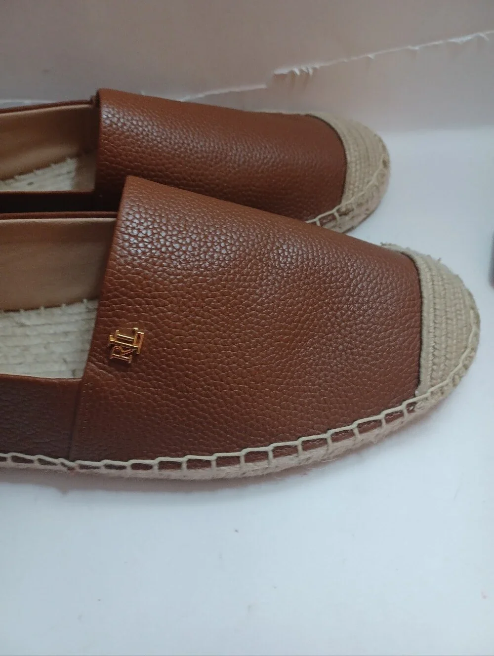Ralph Lauren Women’s Brown Espadrille Leather Slip-On Flats New Size 11M